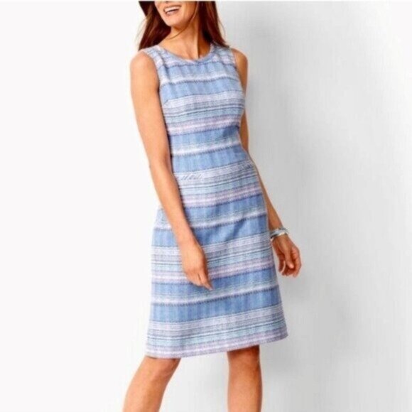Talbots Blue Tweed Striped Sheath Dress - Picture 1 of 7
